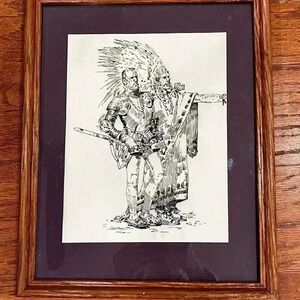 Framed Black and White Native American Art